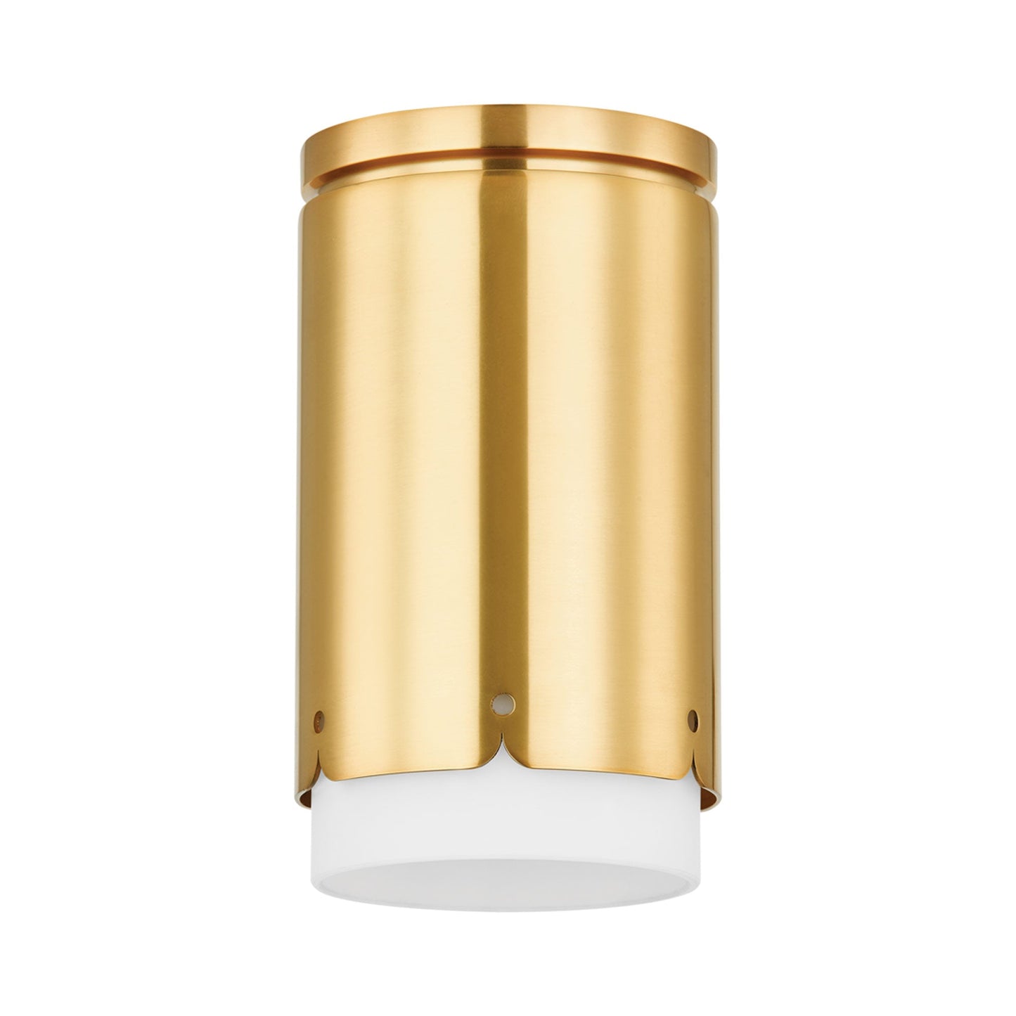 Asa Flush Mount Ceiling Light in Aged Brass.