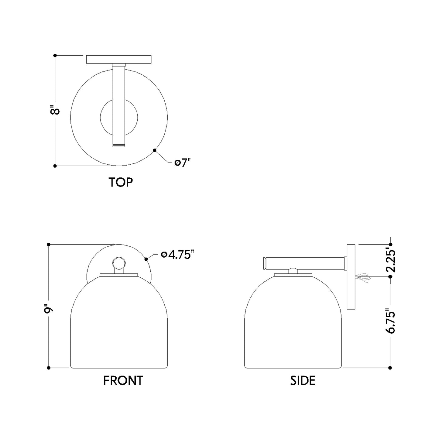 Cara Wall Light - line drawing.
