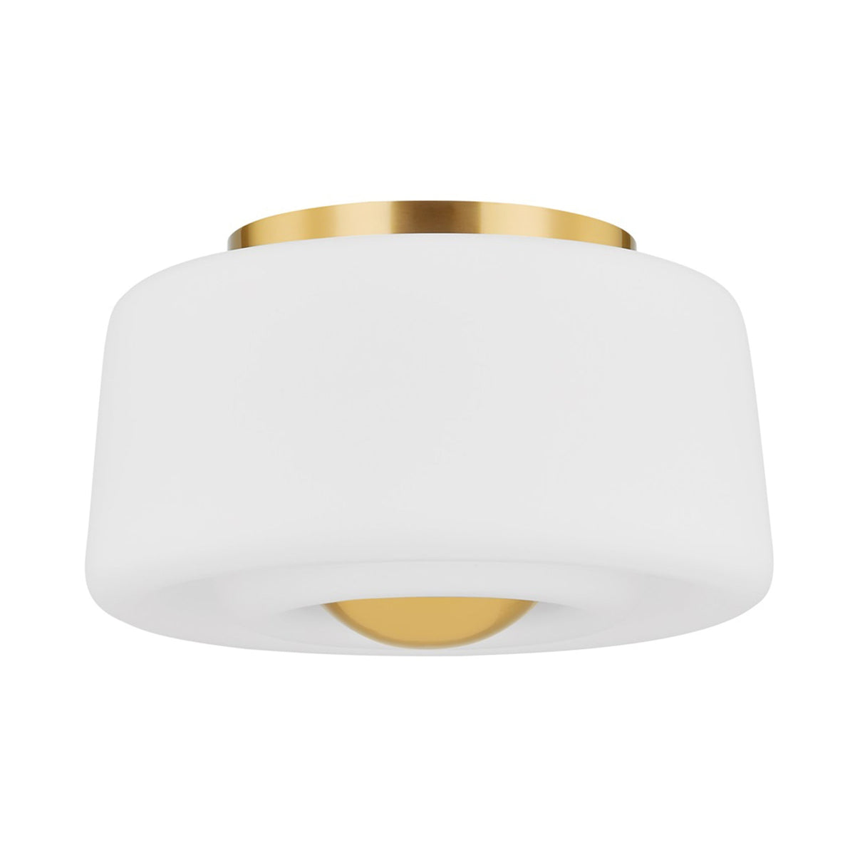 Ciela Flush Mount Ceiling Light in Aged Brass.