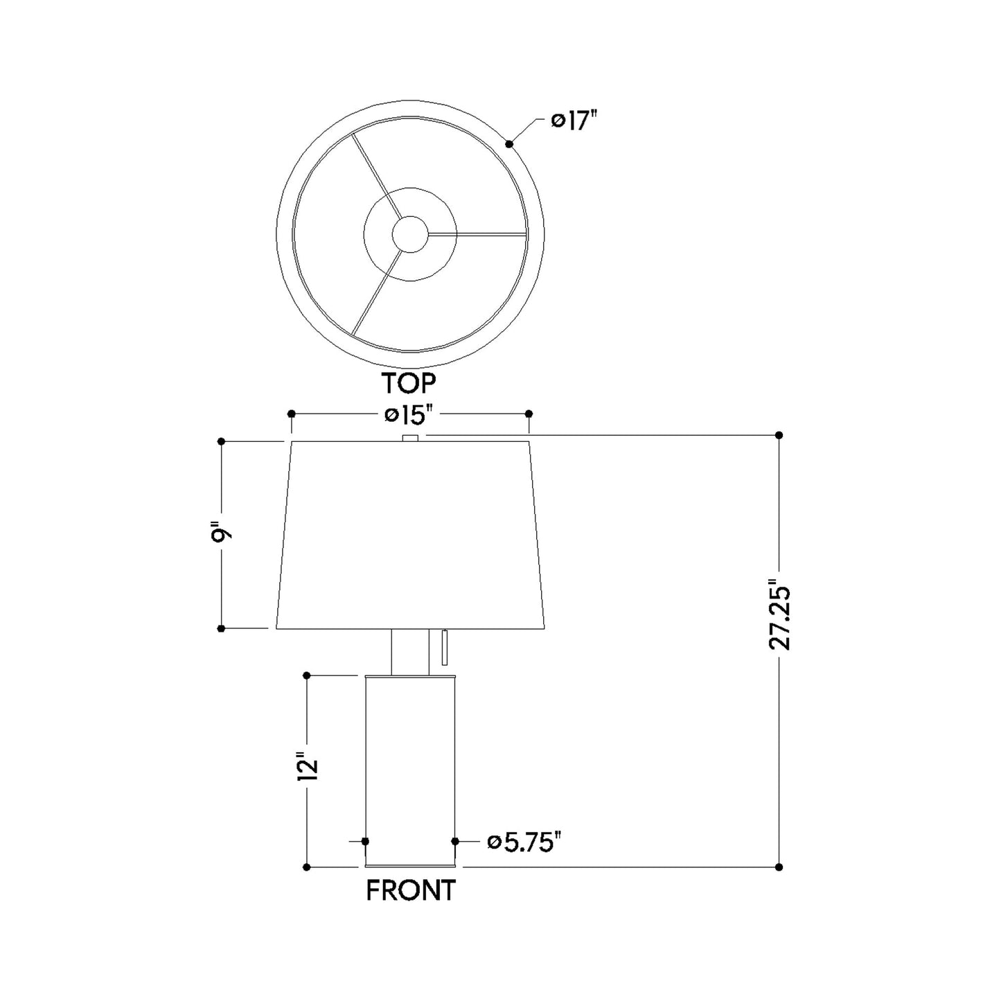 Clarissa Table Lamp - line drawing.