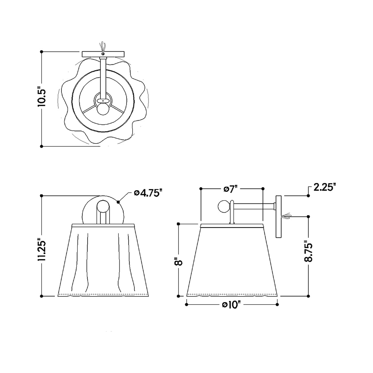 Jalissa Wall Light - line drawing.