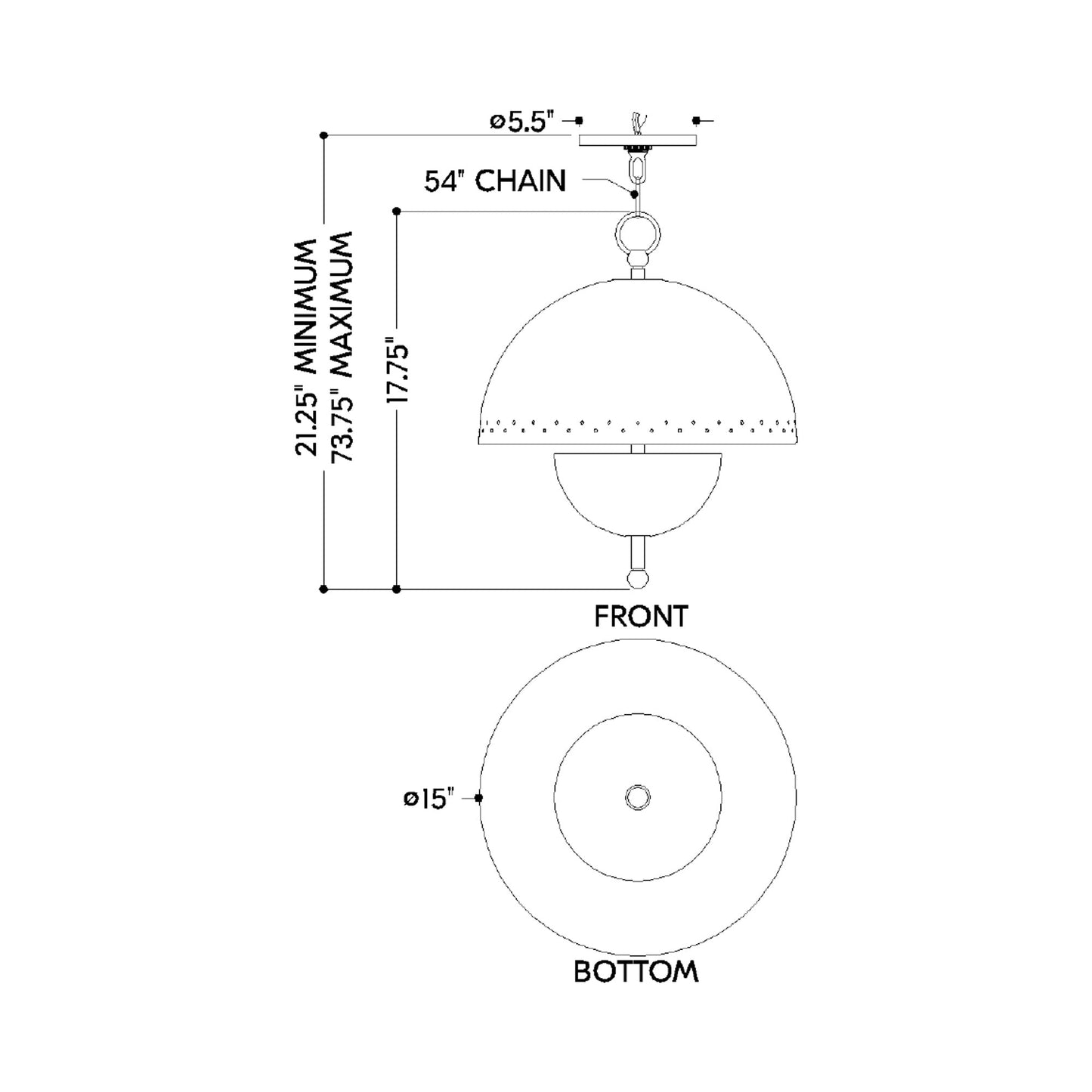 Jojo Pendant Light - line drawing.