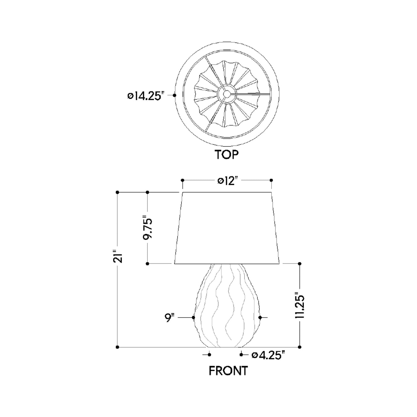 Karla Table Lamp - line drawing.