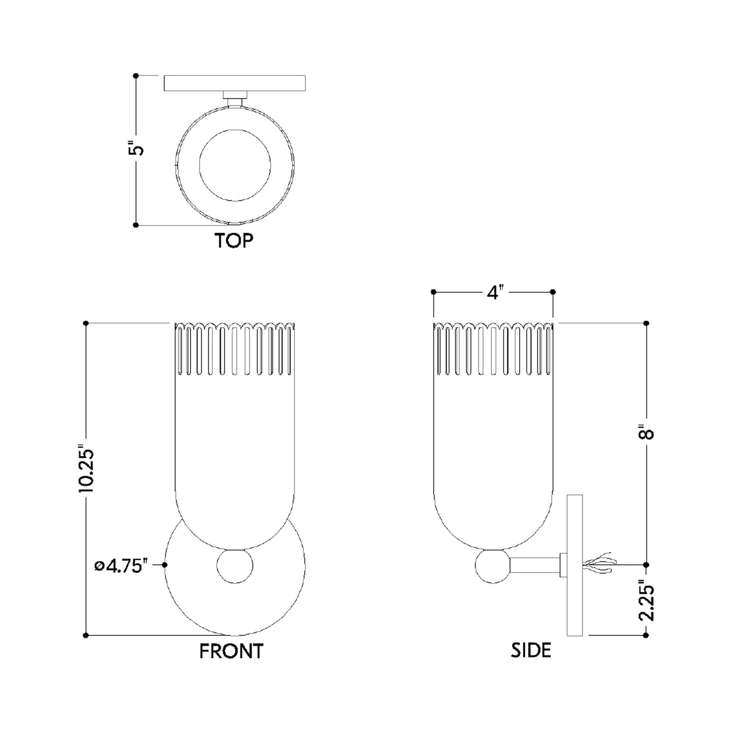 Liba Single Wall Light - line drawing.