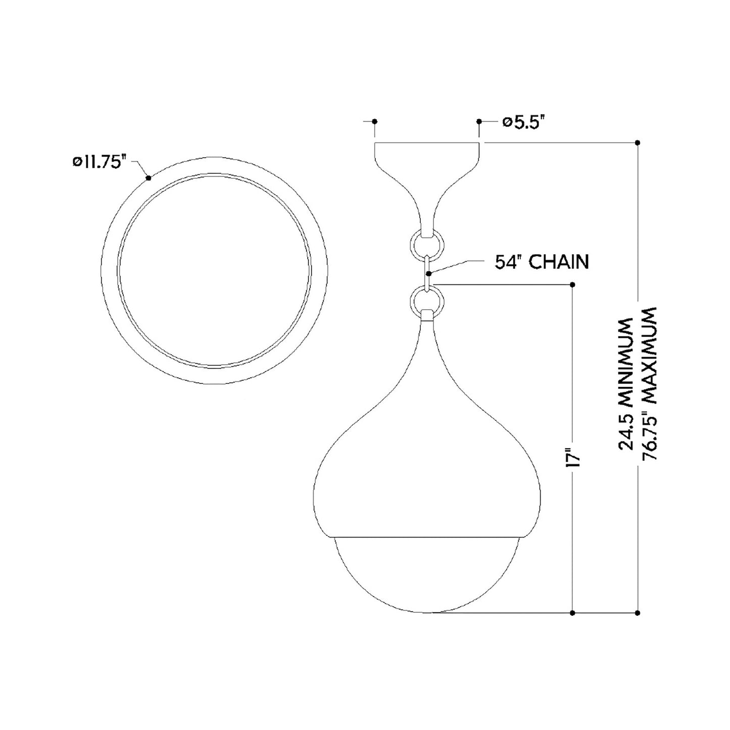 Luciel Pendant Light - line drawing.