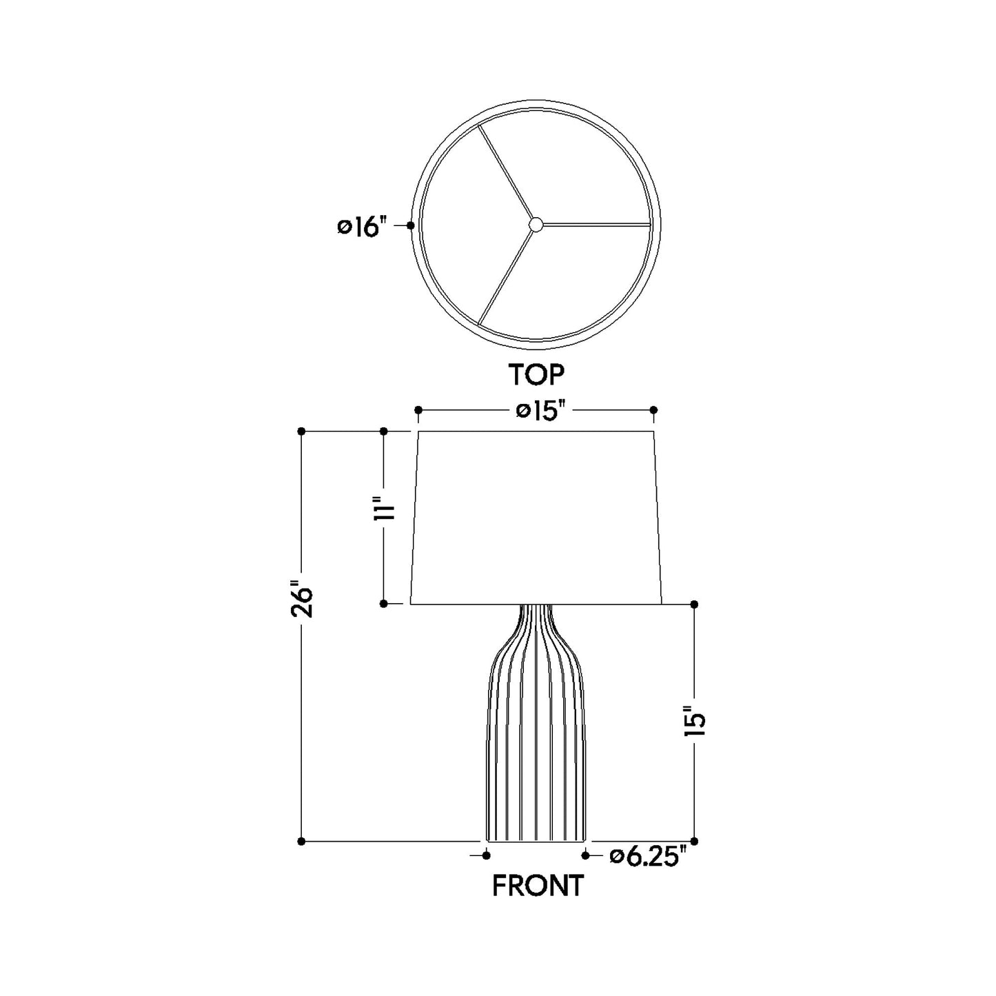 Raisa Table Lamp - line drawing.