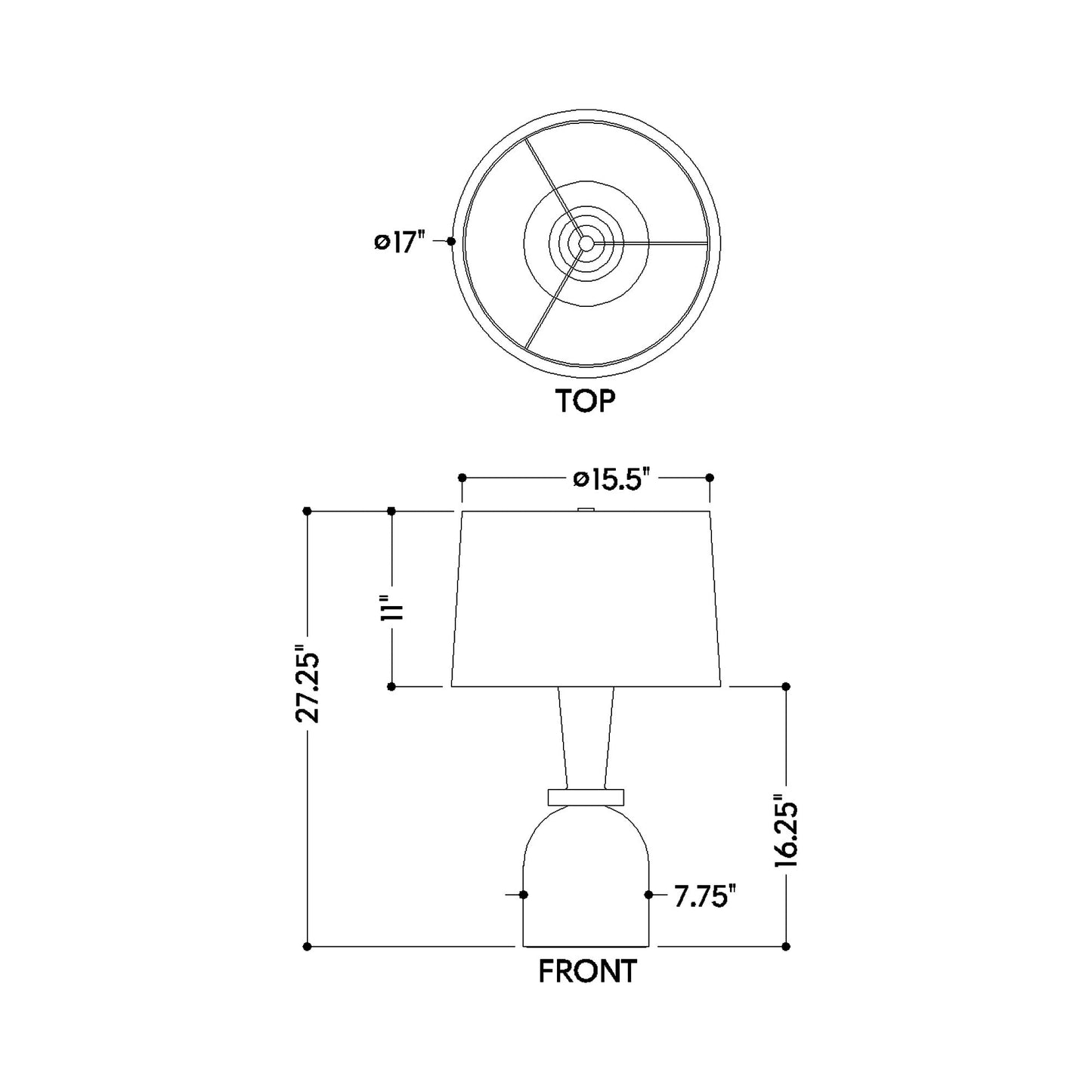 Russo Table Lamp - line drawing.