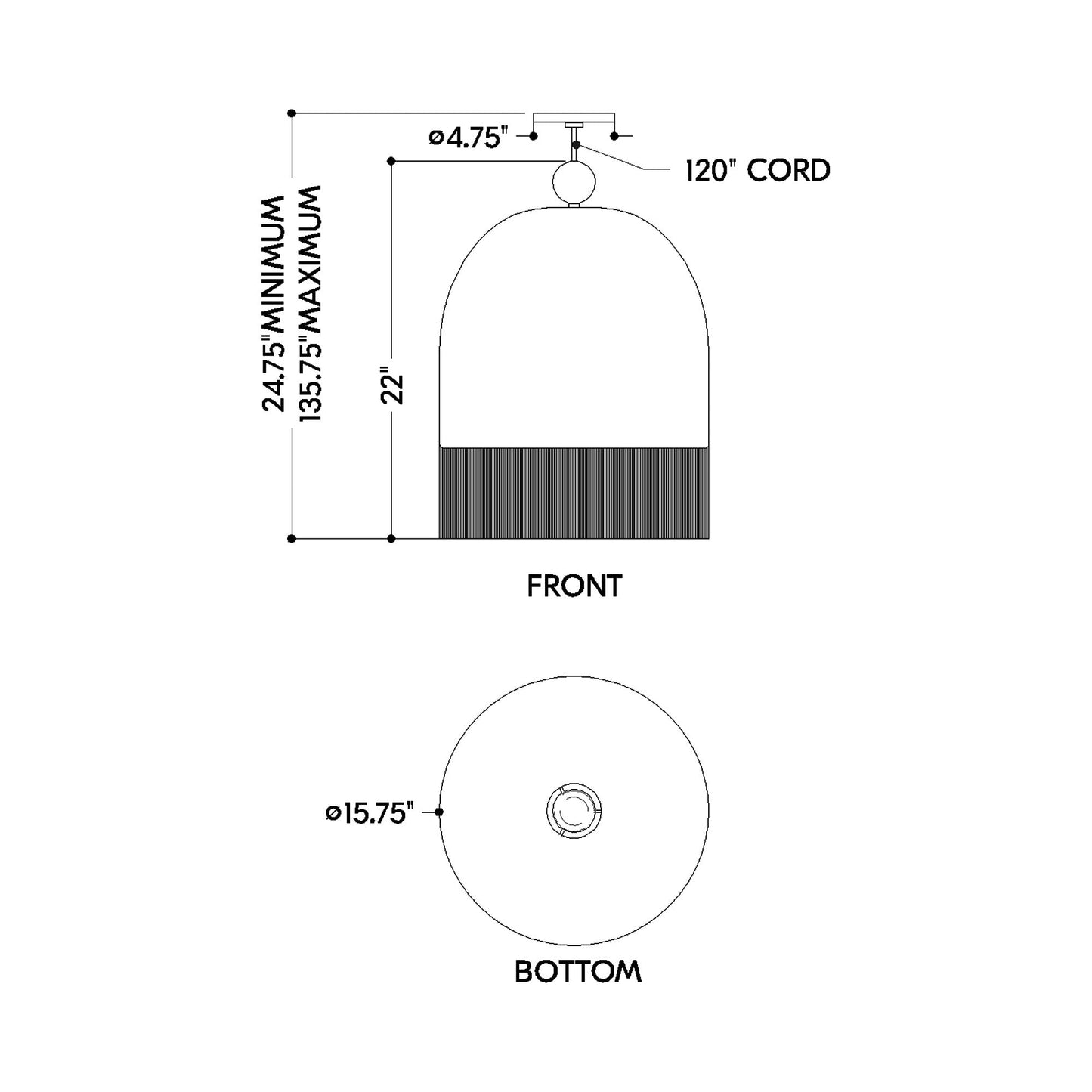 Sheri Pendant Light - line drawing.