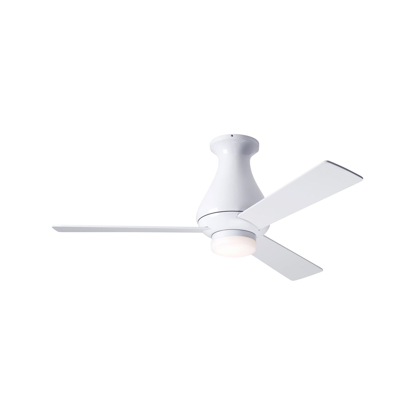 Altus 42-Inch LED Flush Mount Ceiling Fan in Gloss White/White.