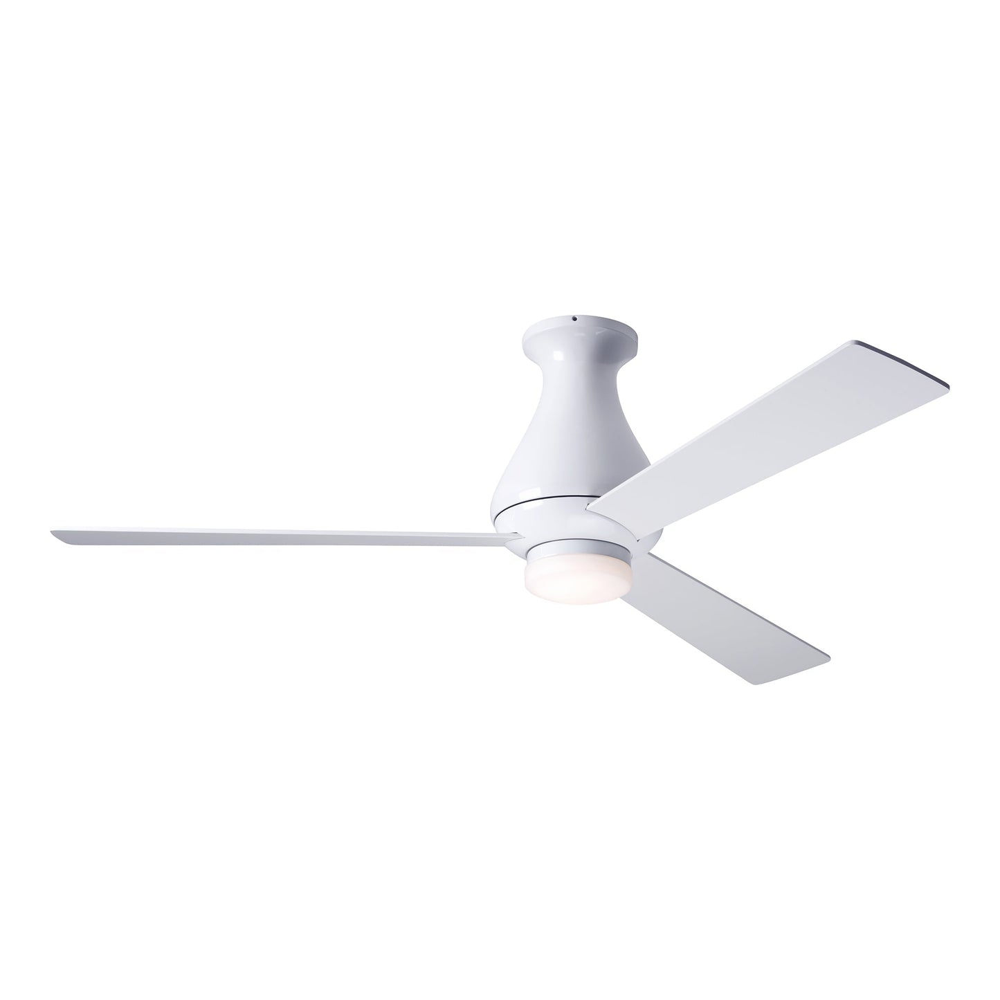 Altus 52-Inch LED Flush Mount Ceiling Fan in Gloss White/White.