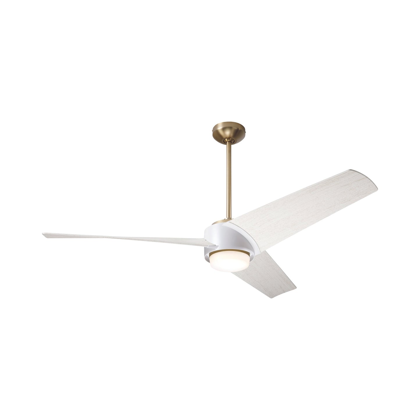 Ambit DC LED Ceiling Fan in Satin Brass/Matte White (Whitewash Blade).