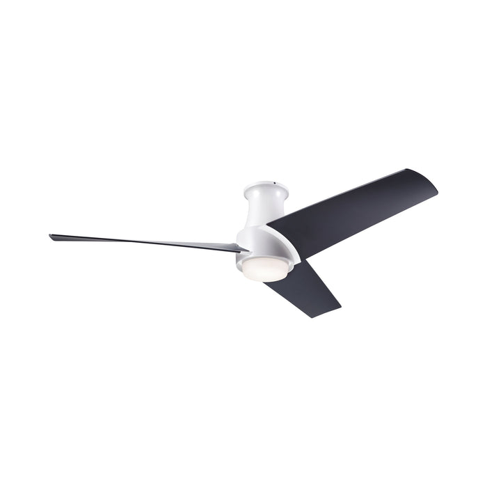 Ambit DC LED Flush Mount Ceiling Fan in Matte White (Matte Black Blade).