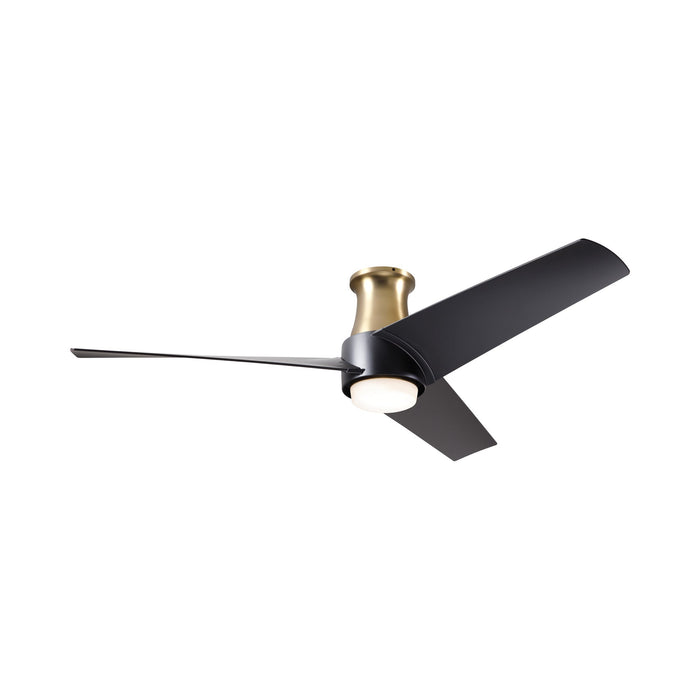 Ambit DC LED Flush Mount Ceiling Fan in Satin Brass/Matte Black (Matte Black Blade).