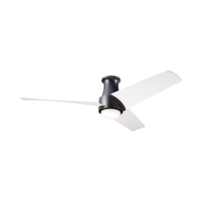 Ambit DC LED Flush Mount Ceiling Fan in Matte Black (Matte White Blade).