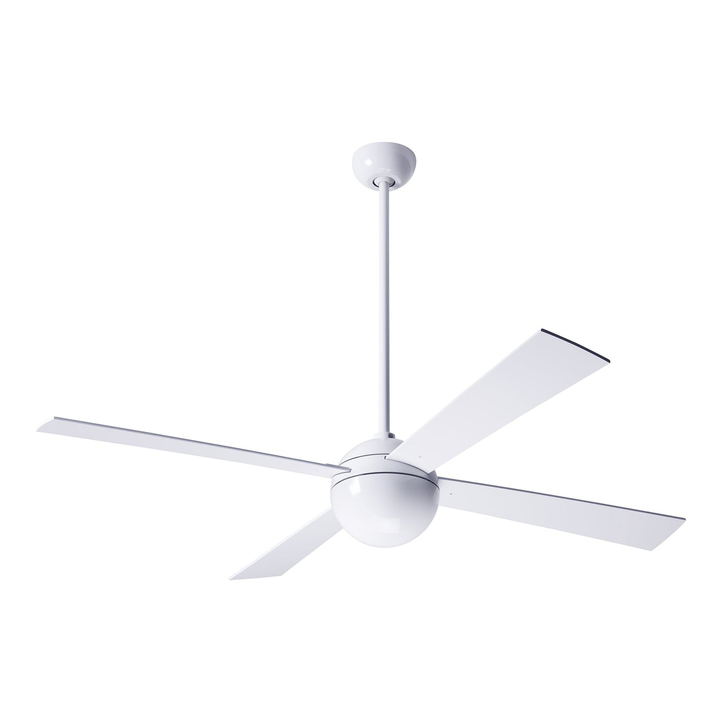 Ball 52-Inch Ceiling Fan in Gloss White/White.
