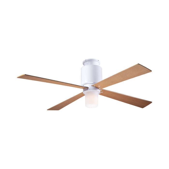 Lapa LED Flush Mount Ceiling Fan in Gloss White/Maple.