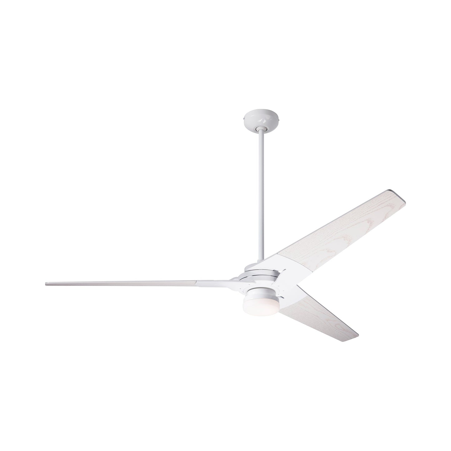 Torsion 62-Inch 17W LED Ceiling Fan in Gloss White/Whitewash.