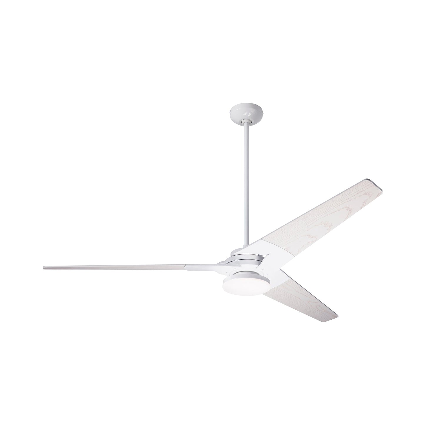 Torsion 62-Inch 20W LED Ceiling Fan in Gloss White/Whitewash.