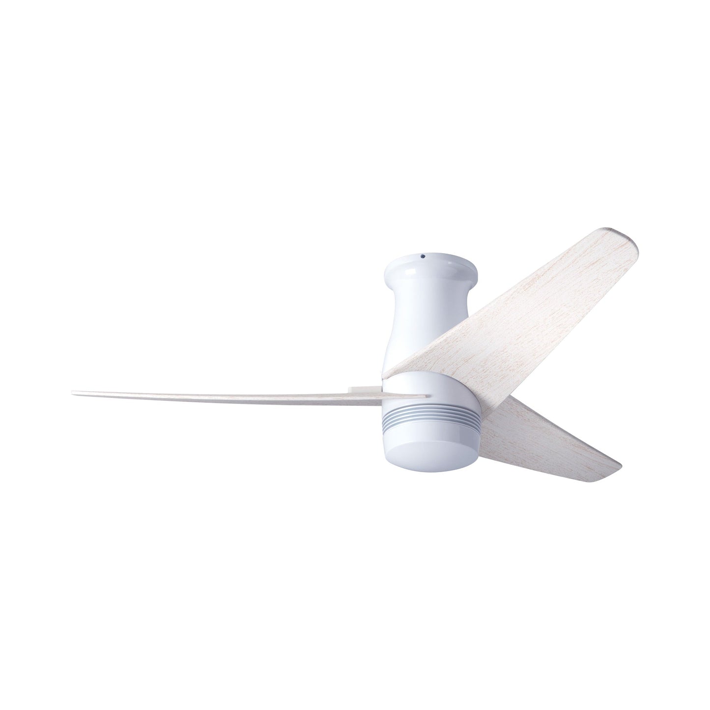 Velo DC Flush Mount Ceiling Fan in Gloss White/Whitewash.