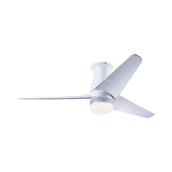 Velo DC LED Flush Mount Ceiling Fan in Gloss White/White.