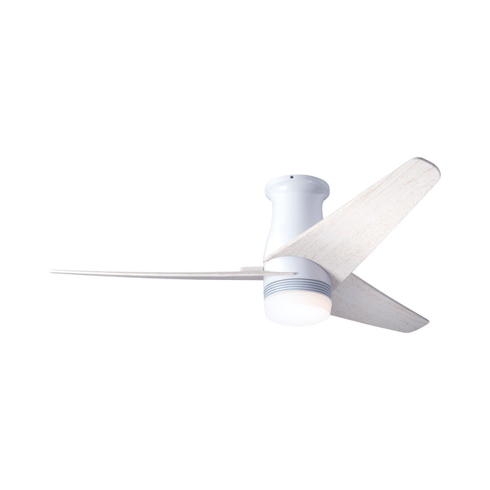 Velo DC LED Flush Mount Ceiling Fan in Gloss White/Whitewash.