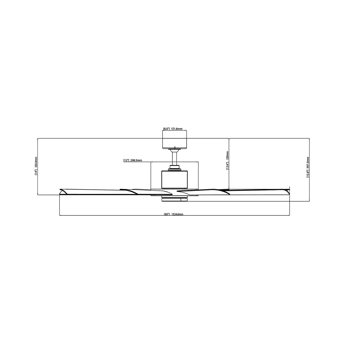Aura 60-Inch Ceiling Fan - line drawing.