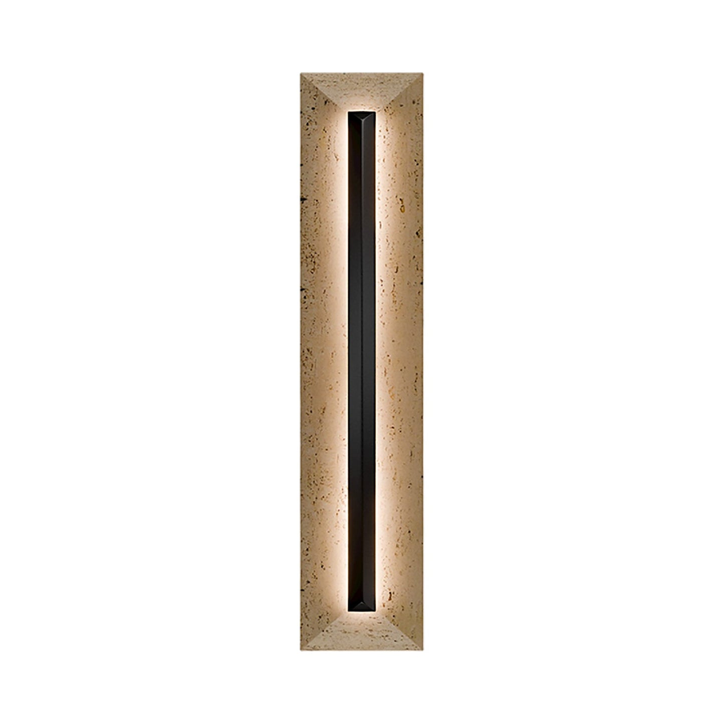 Bell Tower Outdoor LED Wall Light in Beige Travertine/Black (28-Inch).