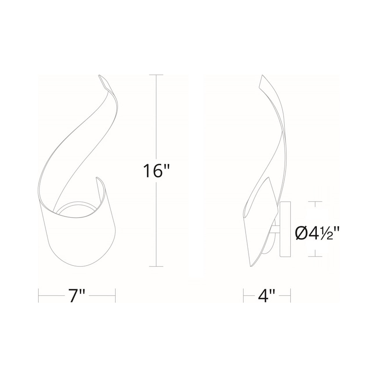 Flamme Outdoor LED Wall Light - line drawing.