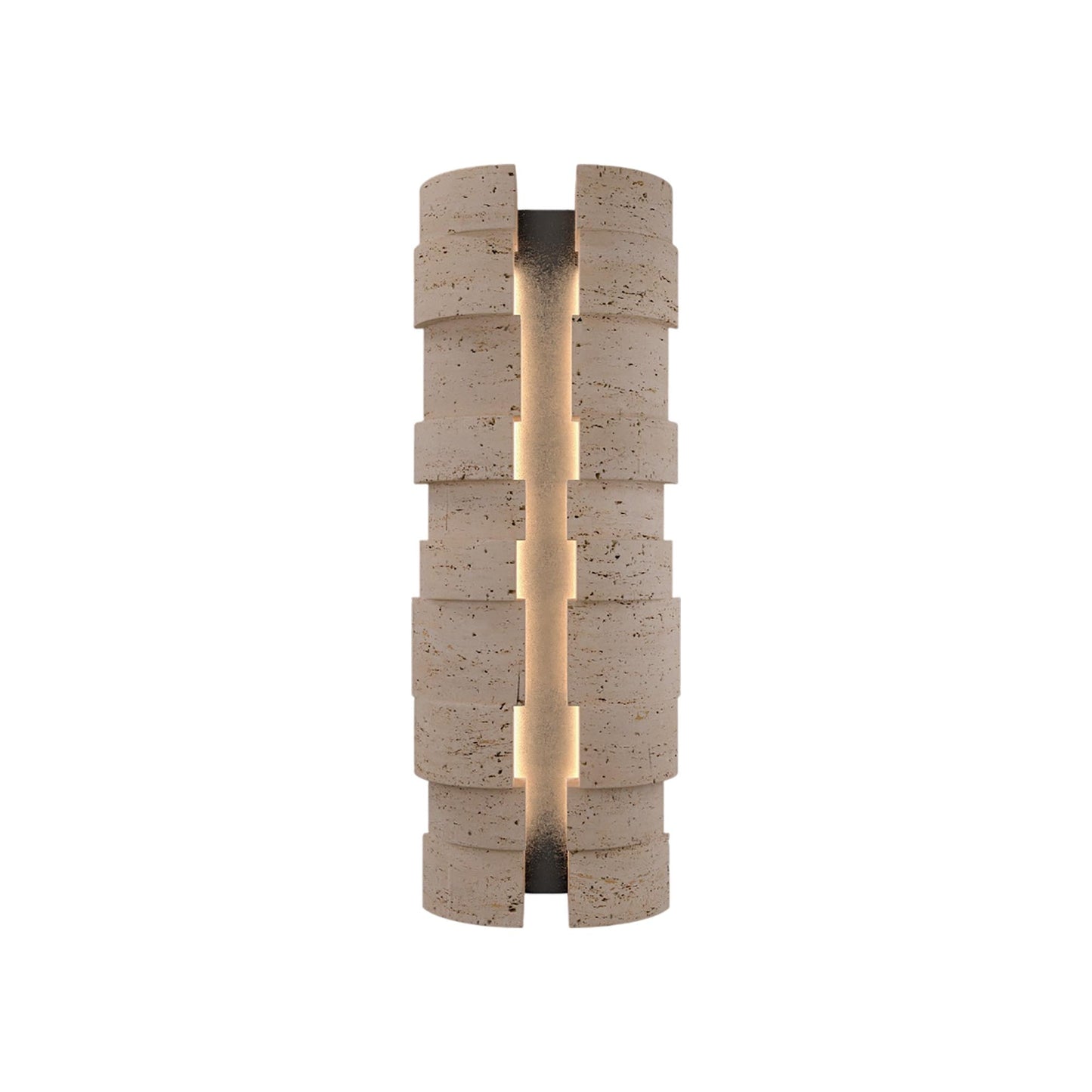 Formation Outdoor LED Wall Light in Beige Travertine/Black (24-Inch).