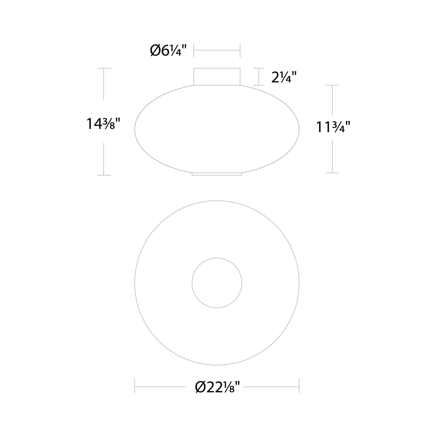 Illusion LED Flush Mount Ceiling Light - line drawing.