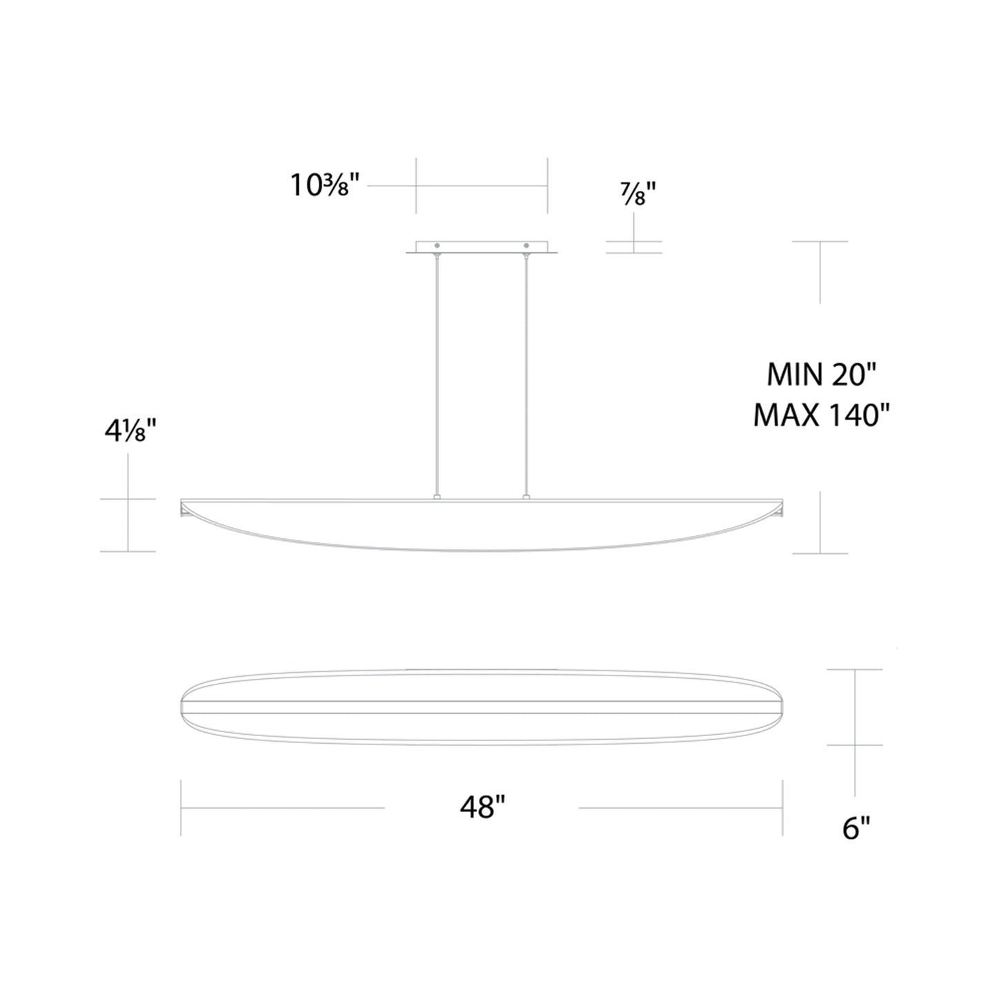 Kiefer LED Linear Pendant Light - line drawing.