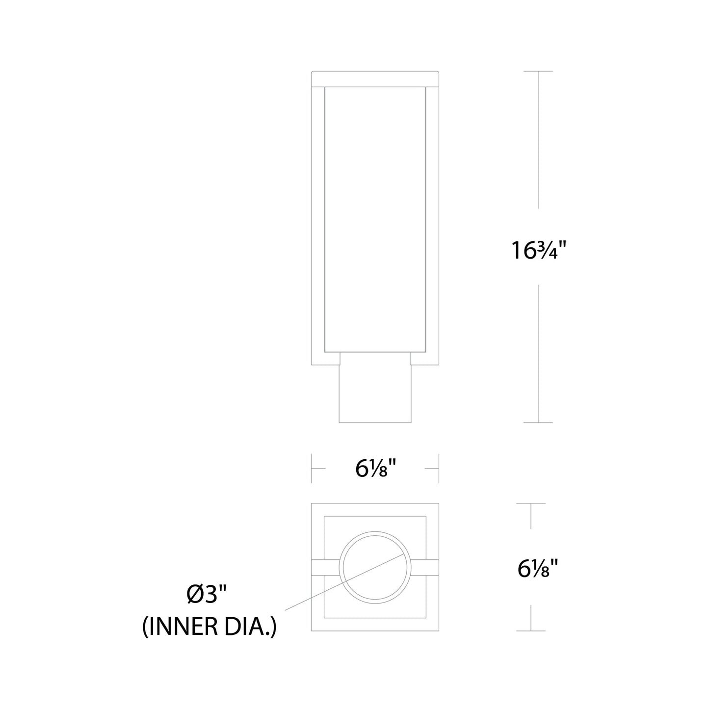 Ledge Outdoor Post Light - line drawing.