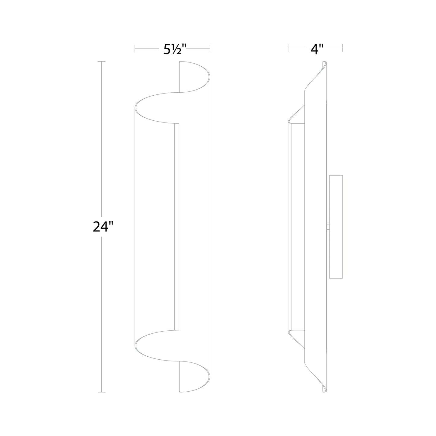 Pirouette LED Wall Light - line drawing.