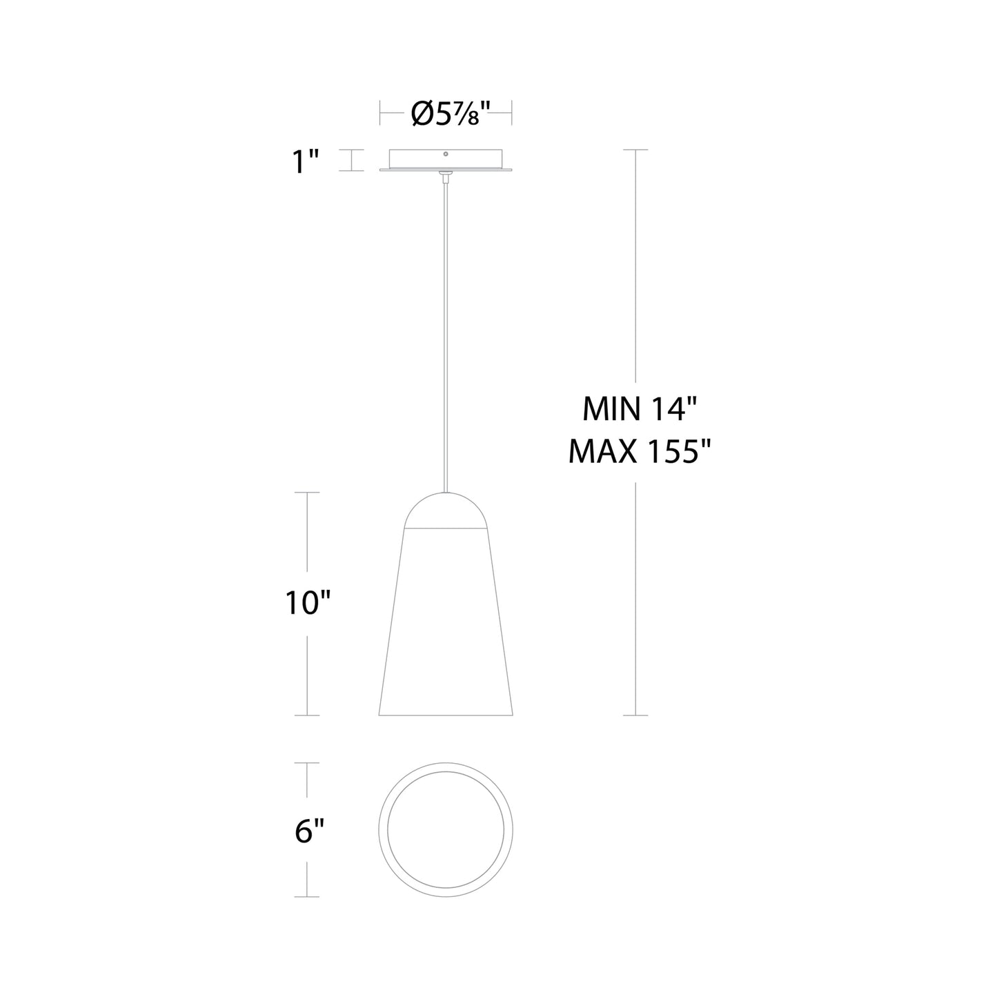 Pompeii Mini LED Pendant Light - line drawing.