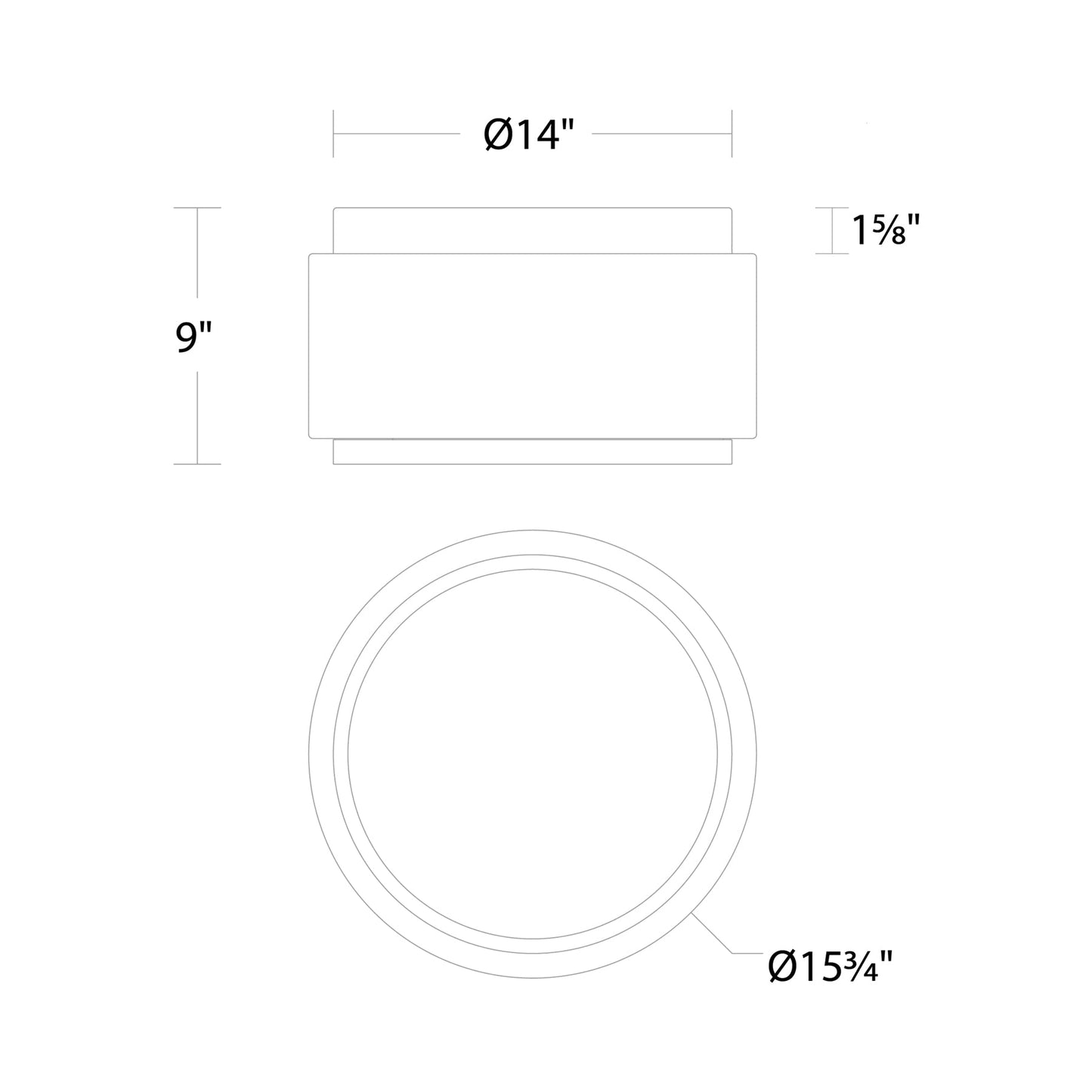 Preston LED Flush Mount Ceiling Light - line drawing.