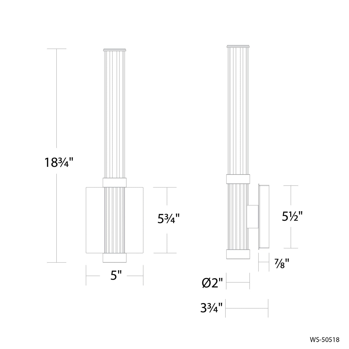 Ribeye LED Wall Light - line drawing.