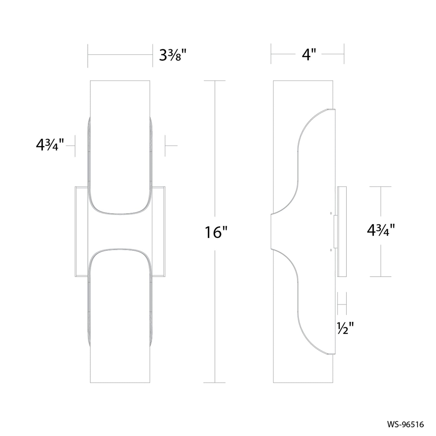 Royce LED Wall Light - line drawing.
