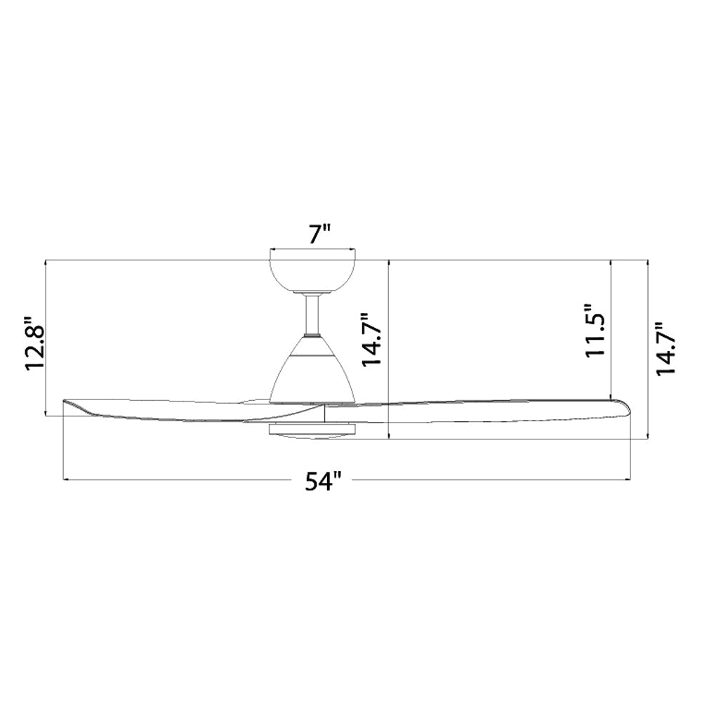 Skylark Outdoor LED Ceiling Fan - line drawing.