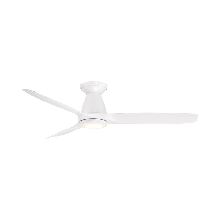 Skylark Outdoor LED Flush Mount Ceiling Fan in Matte White.