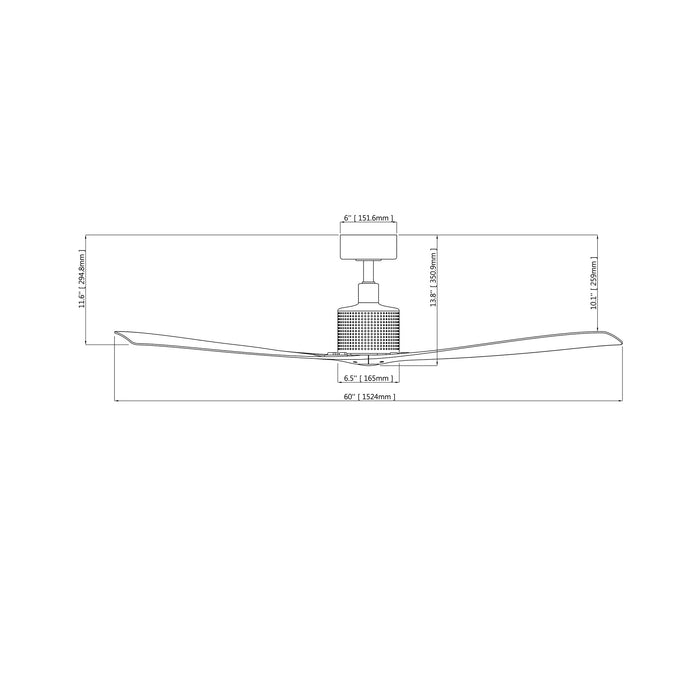 Spinster Outdoor LED Ceiling Fan - line drawing.