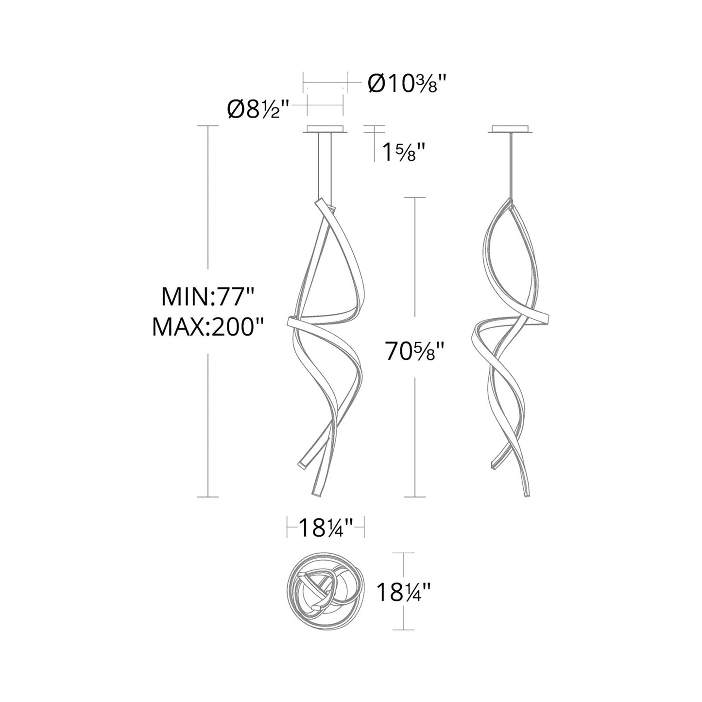 Synopsis LED Pendant Light - line drawing.