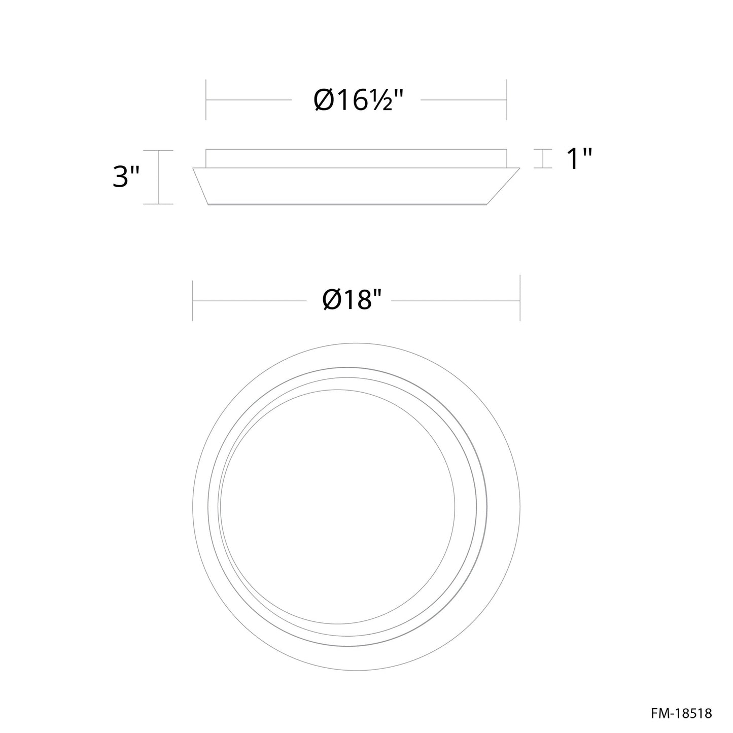 Tinzel LED Flush Mount Ceiling Light - line drawing.
