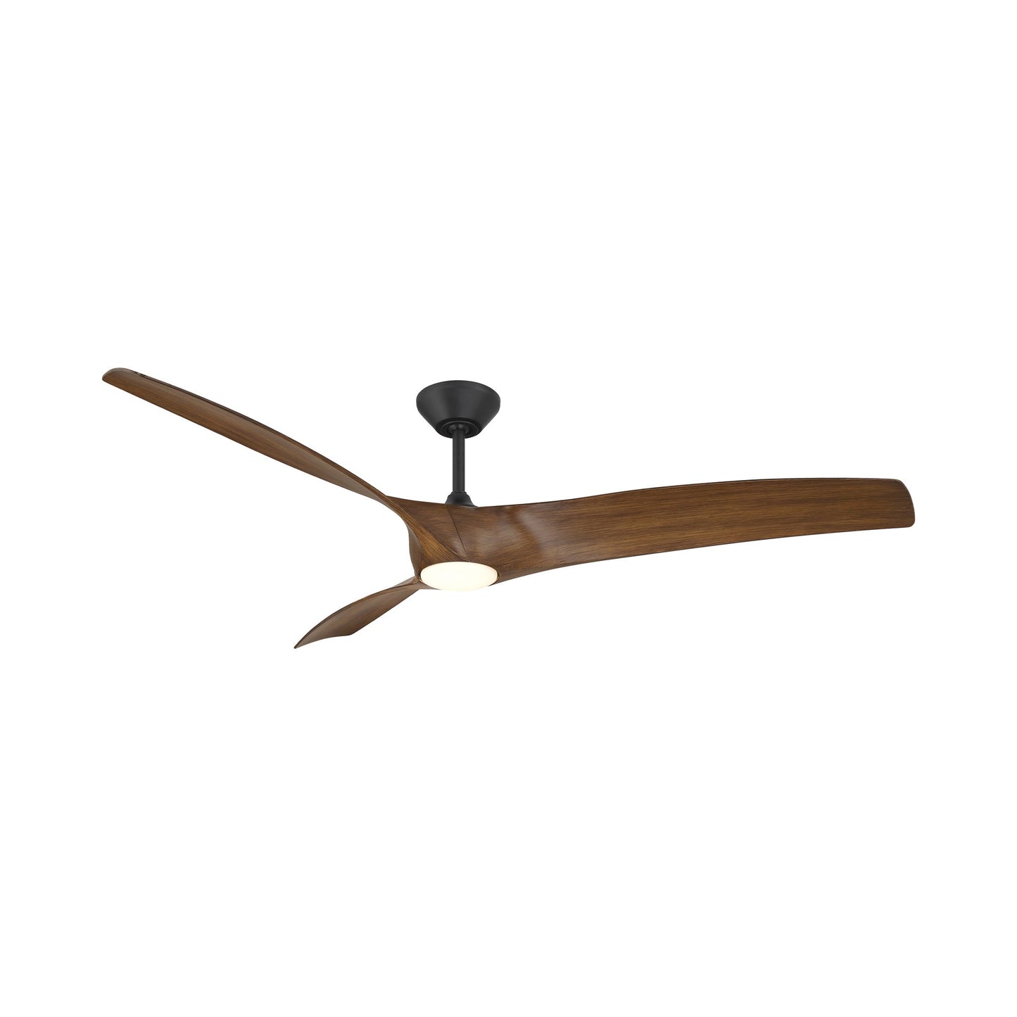 Zephyr Outdoor LED Ceiling Fan in Matte Black/Distressed Koa.