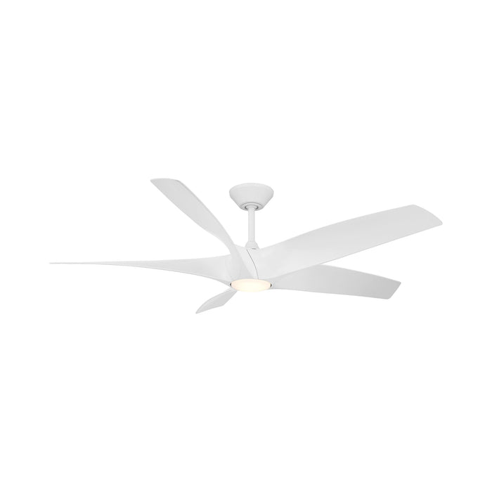 Zephyr Outdoor LED Downrod Ceiling Fan in Matte White.