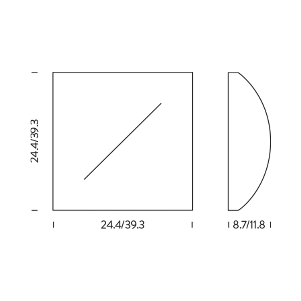 Saori Wall Light - line drawing.