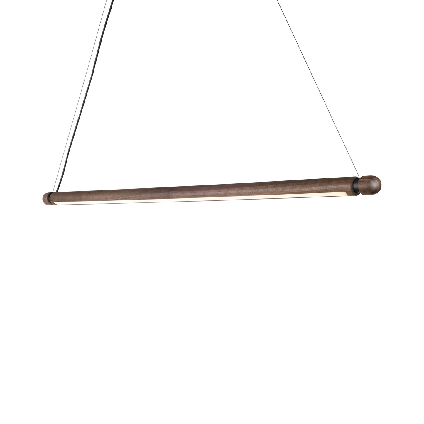 Linea LED Linear Pendant Light in Walnut/Graphite.