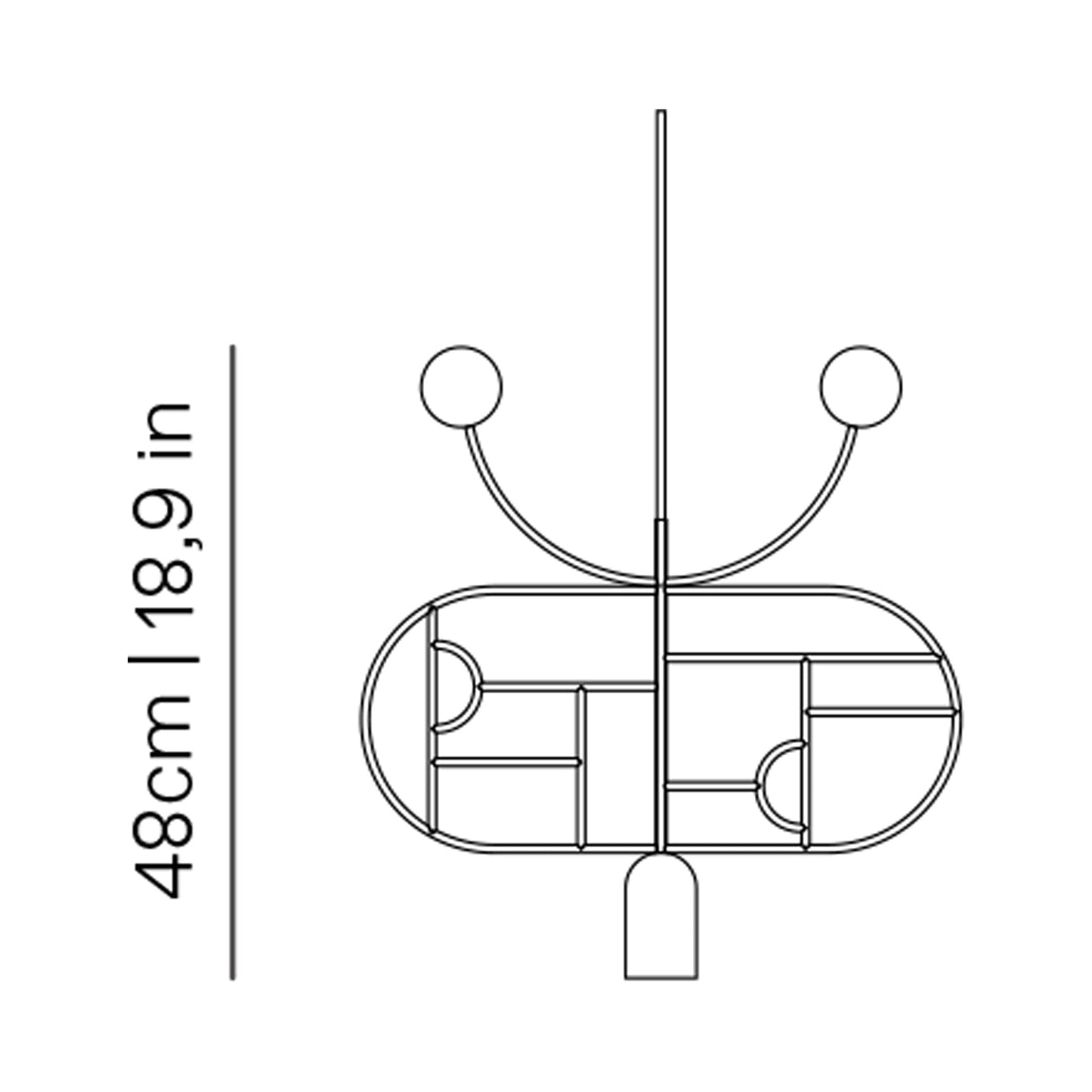 Wooden Dots WD08 Pendant Light - line drawing.