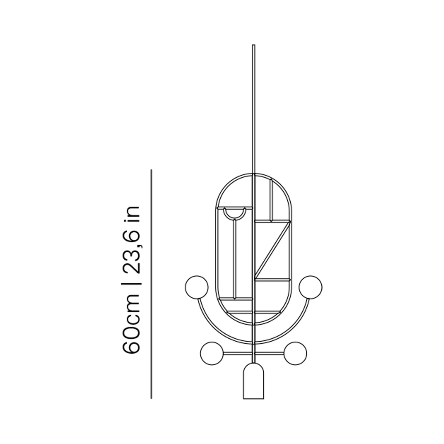 Wooden Dots WDS05 Pendant Light - line drawing.