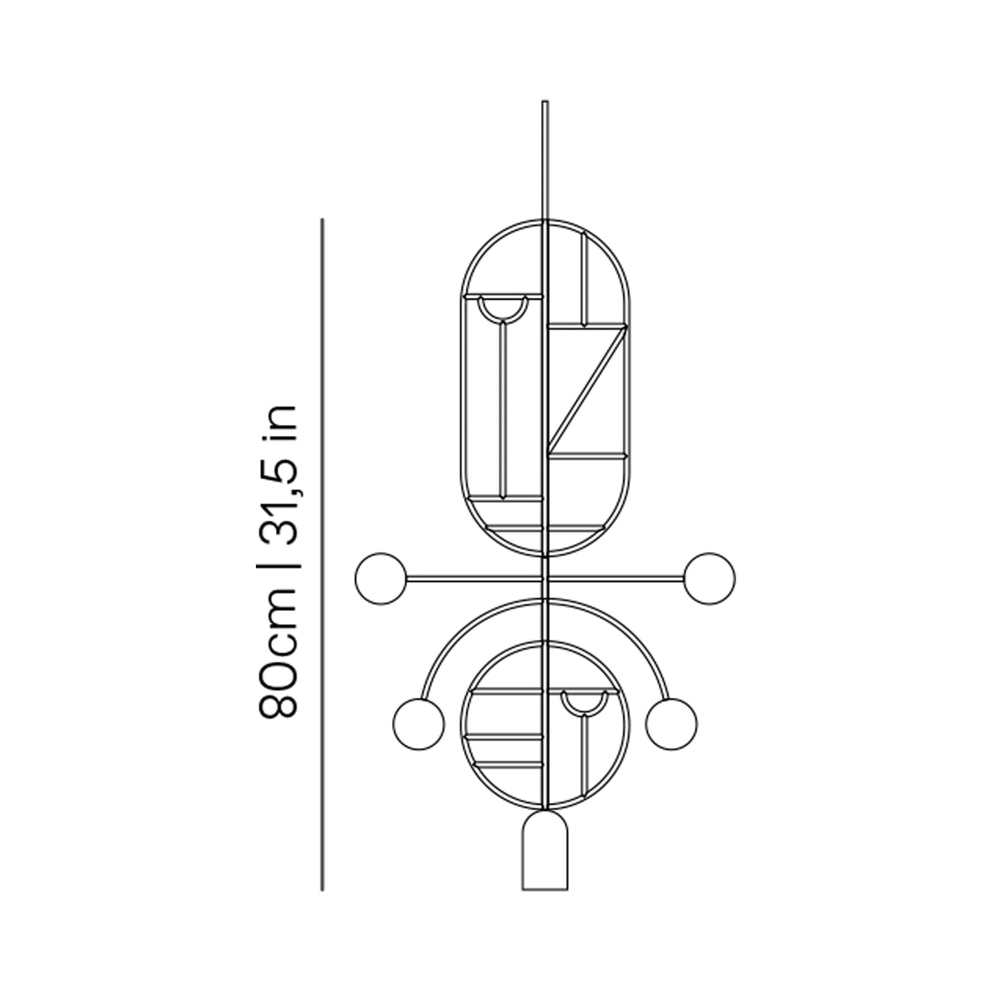 Wooden Dots WDS08 Pendant Light - line drawing.