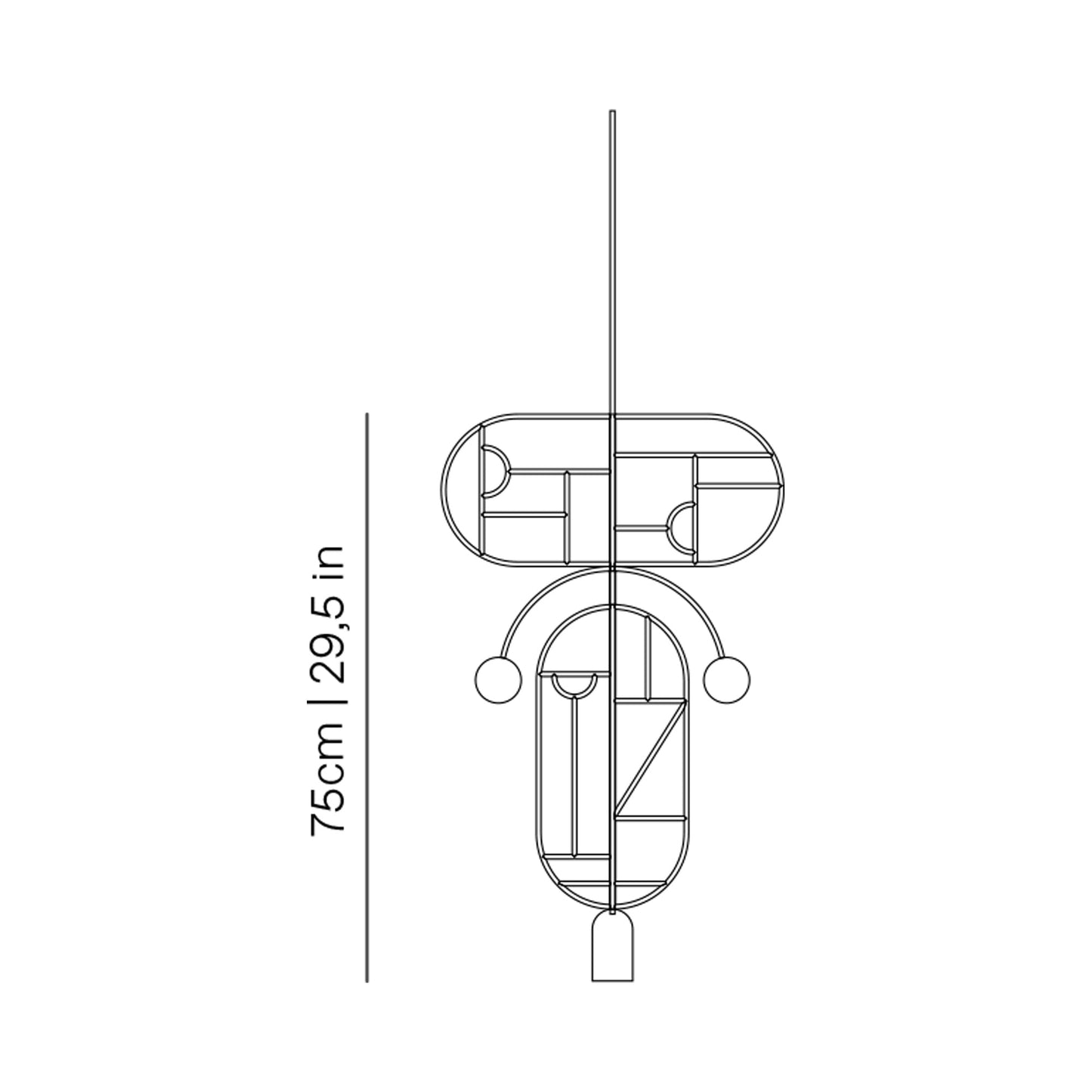 Wooden Dots WDS09 Pendant Light - line drawing.